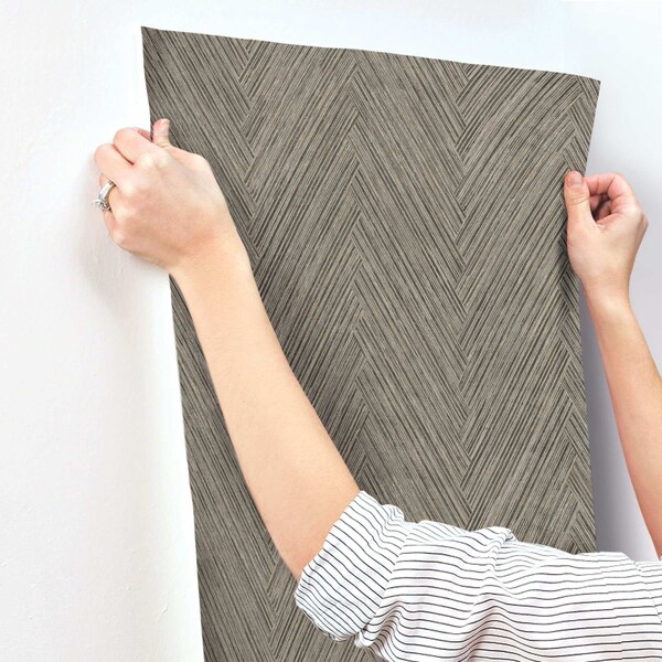 York Wallcoverings Thatched Chevron Charcoal Wallpaper - FM1051