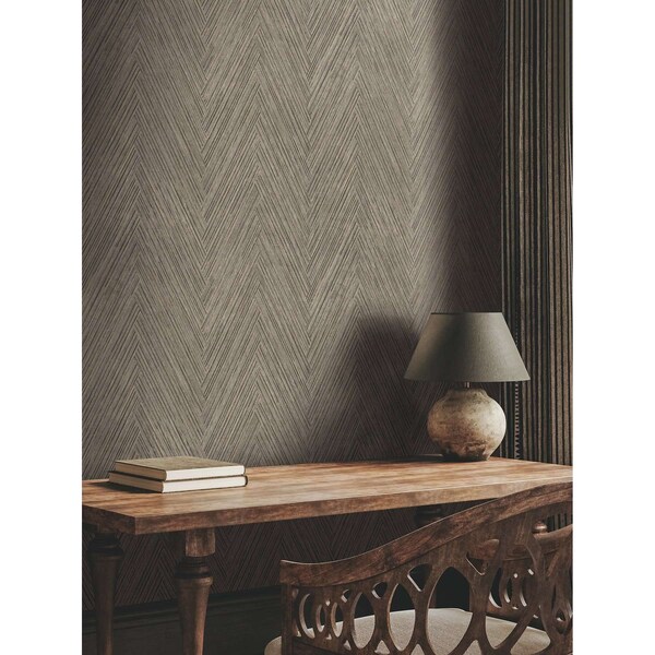 York Wallcoverings Thatched Chevron Charcoal Wallpaper - FM1051