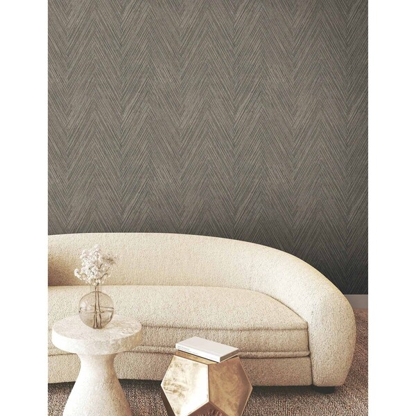 York Wallcoverings Thatched Chevron Charcoal Wallpaper - FM1051