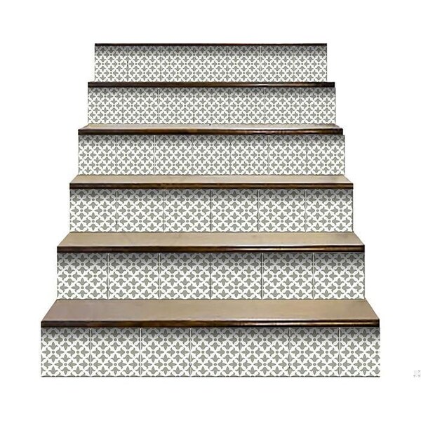 Homeroots 6 x 6 in. Sage Gray Fleur Removable Peel & Stick Tiles - 400397