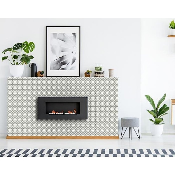 Homeroots 6 x 6 in. Sage Gray Fleur Removable Peel & Stick Tiles - 400397