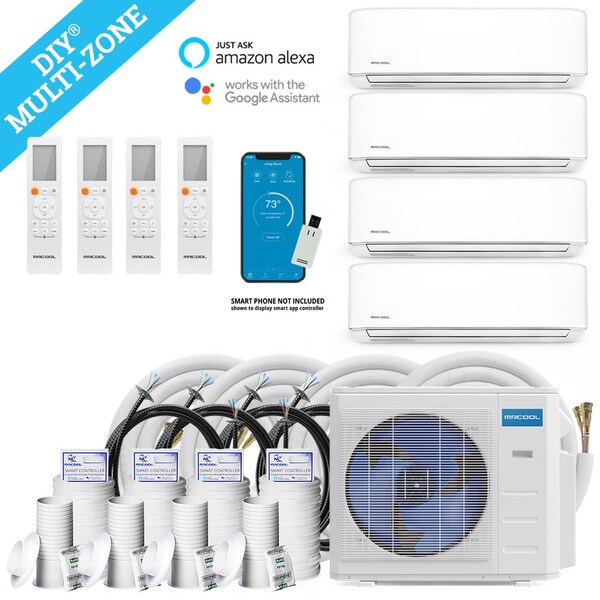 Mrcool DIY 4th Gen Multi Zone 4 zone condenser 36K BTU W/16ft line set PR - DIYM436HPW00C00