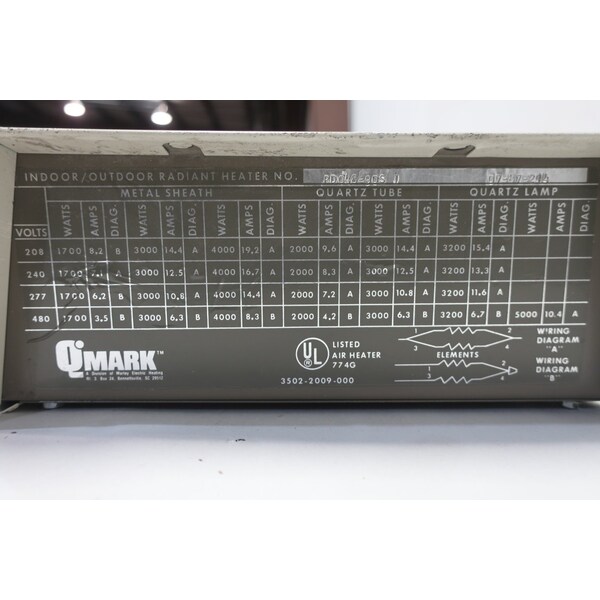Marley Q-Mark Infrared 48-1/4In 208/240/277/480V 4000W Electric Heater - RDO48-90S