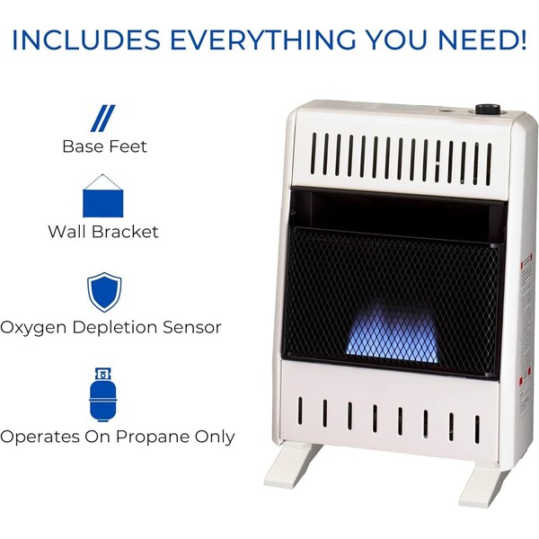 Procom Heating Liquid Propane Ventless Blue Flame Heater with Base Feet, 10,000 BTU, T-Stat Control - ML100TBA-B