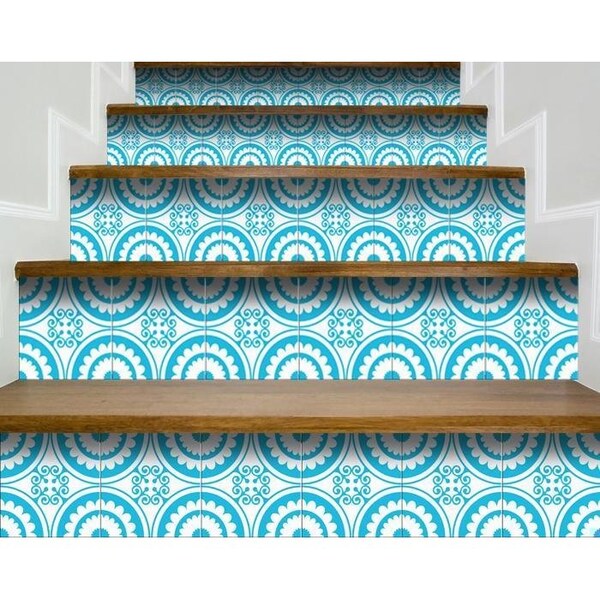 Homeroots 5 x 5 in. Aqua Gerber Removable Peel & Stick Tiles - 400386