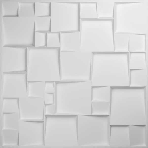 Ekena Millwork 19 5/8in. W x 19 5/8in. H Modern Square EnduraWall Decorative 3D Wall Panel, White, 10PK - WP20X20MSWH-CASE-10
