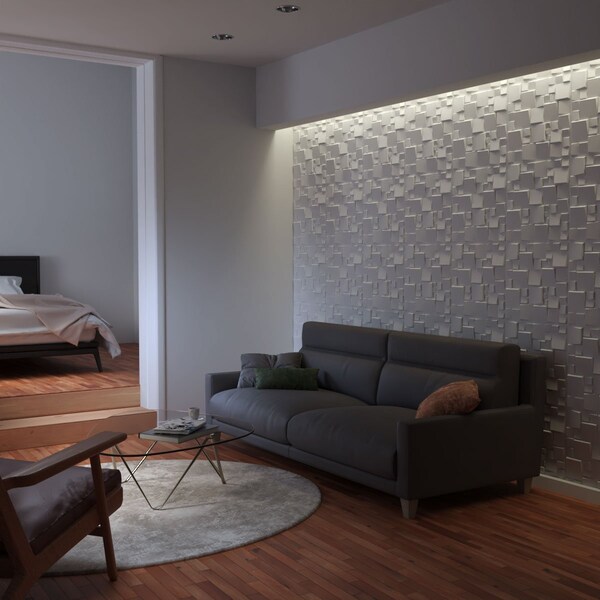 Ekena Millwork 19 5/8in. W x 19 5/8in. H Modern Square EnduraWall Decorative 3D Wall Panel, White, 10PK - WP20X20MSWH-CASE-10