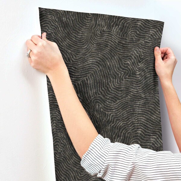 York Wallcoverings Modern Wood Black Wallpaper - OI0716