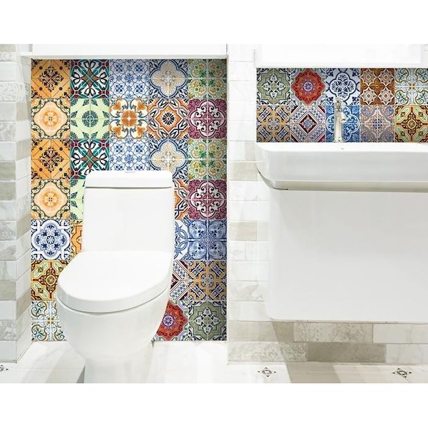 Homeroots 7 x 7 in. Josephina Multi Yellow Mosaic Peel & Stick Tiles - 400368