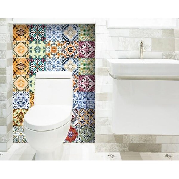 Homeroots 7 x 7 in. Josephina Multi Yellow Mosaic Peel & Stick Tiles - 400368