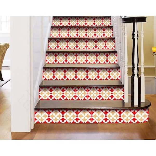 Homeroots 7 x 7 in. Roja Hola Red Removable Peel & Stick Tiles - 400408