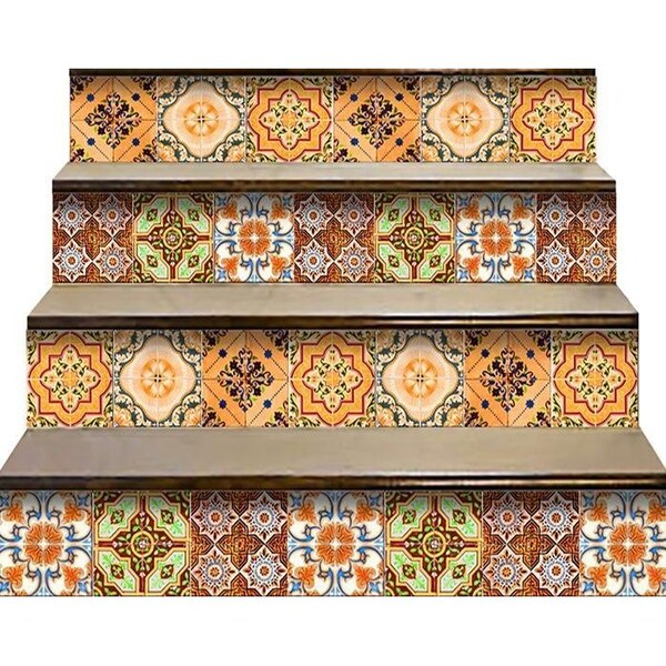 Homeroots 7 x 7 in. Golden Multi Orange Mosaic Peel & Stick Tiles - 400308