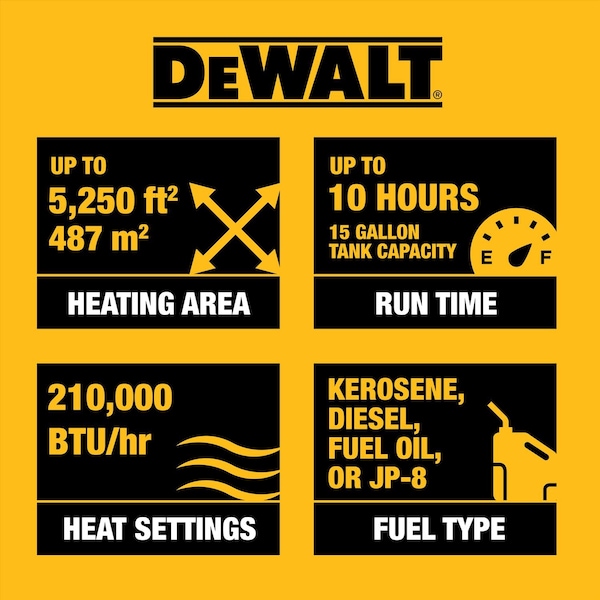 Dewalt DeWalt 210,000 Btu/h 6,000 sq ft Forced Air Diesel/Kerosene Heater - F340775