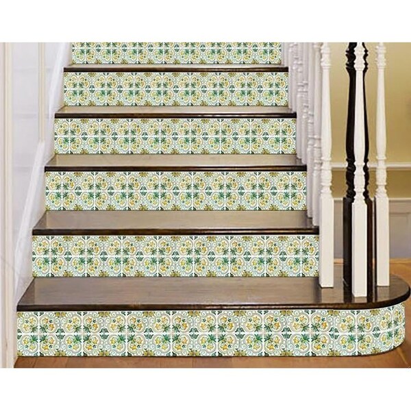 Homeroots 6 x 6 in. Green Yellow Melo Peel & Stick Tiles - 400192