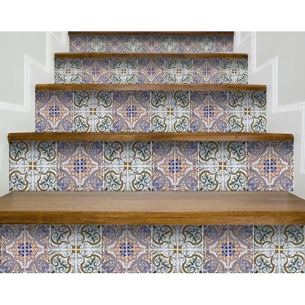 Homeroots 4 x 4 in. Muted Pastel Kyla Green Peel & Stick Tiles - 400140