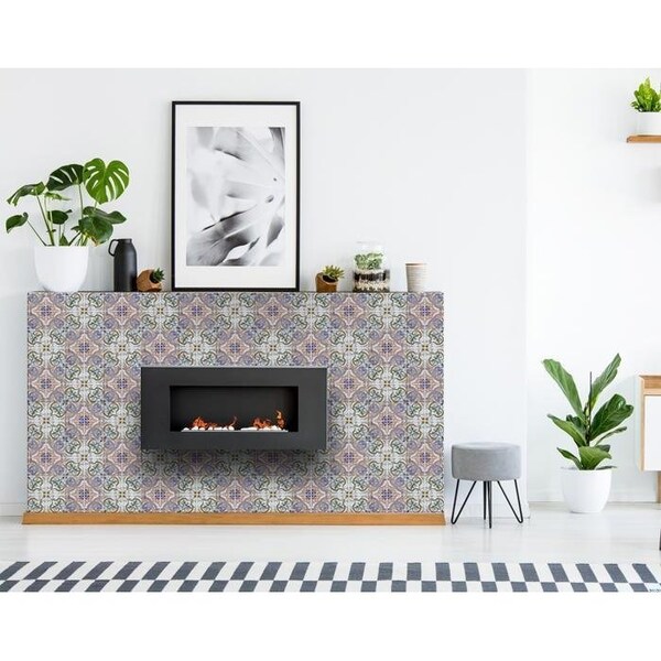Homeroots 4 x 4 in. Muted Pastel Kyla Green Peel & Stick Tiles - 400140