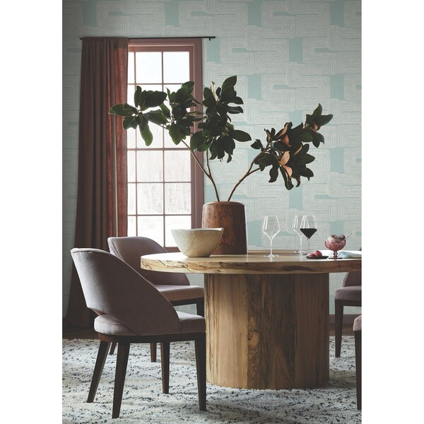 York Wallcoverings Zulu Thread Azure and Gold Wallpaper - AG2034