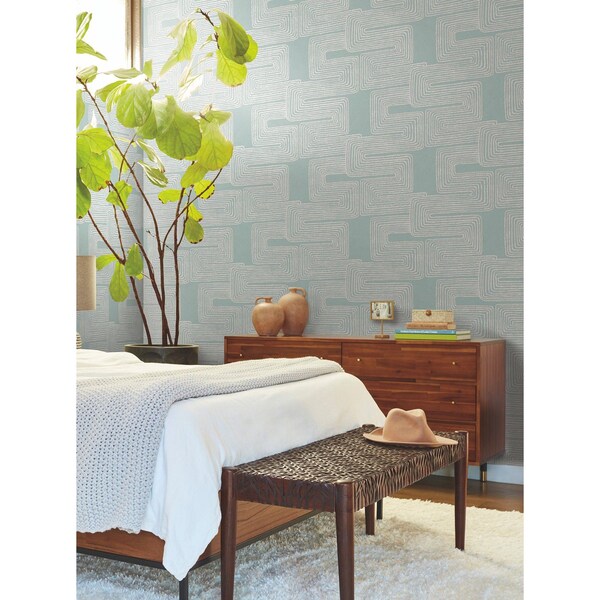 York Wallcoverings Zulu Thread Azure and Gold Wallpaper - AG2034