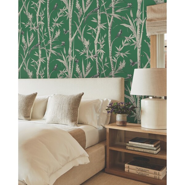York Wallcoverings Bambou Toile Green Wallpaper - RT7831