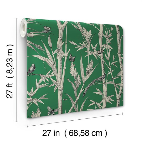 York Wallcoverings Bambou Toile Green Wallpaper - RT7831