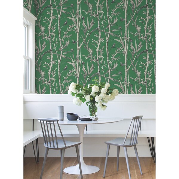 York Wallcoverings Bambou Toile Green Wallpaper - RT7831