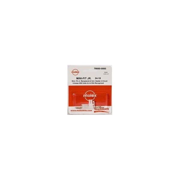 Encabezados y carcasas de cables de Molex Minifit Jr Conn Kit V Hdr Recept 4Ckt - 766500083
