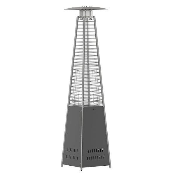 Flash Furniture Sol Patio Outdoor Heating-Slate Gray Stainless Steel Pyramid 42,000 BTU Propane Heater w/Wheels - NAN-FSDC-01-GY-GG