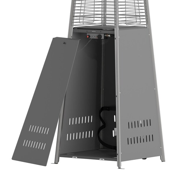Flash Furniture Sol Patio Outdoor Heating-Slate Gray Stainless Steel Pyramid 42,000 BTU Propane Heater w/Wheels - NAN-FSDC-01-GY-GG