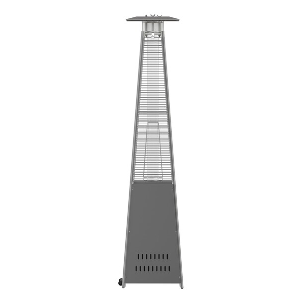 Flash Furniture Sol Patio Outdoor Heating-Slate Gray Stainless Steel Pyramid 42,000 BTU Propane Heater w/Wheels - NAN-FSDC-01-GY-GG