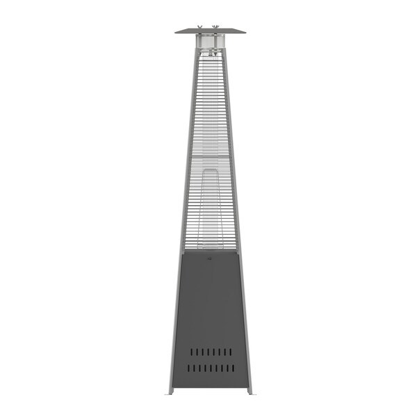 Flash Furniture Sol Patio Outdoor Heating-Slate Gray Stainless Steel Pyramid 42,000 BTU Propane Heater w/Wheels - NAN-FSDC-01-GY-GG