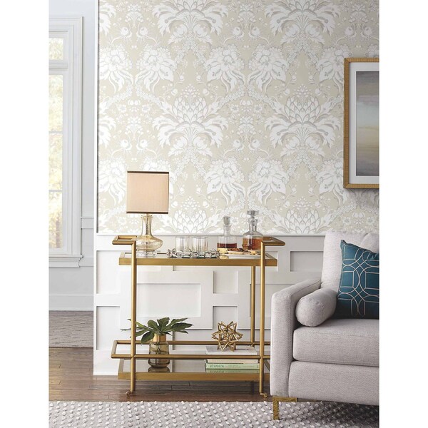 York Wallcoverings Artichoke Dam Beige and Gold Wallpaper - DM4956