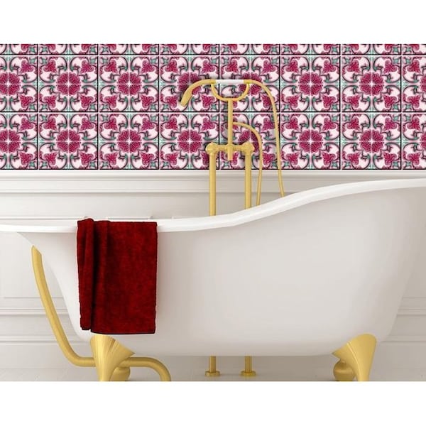 Homeroots 6 x 6 in. Rosa Pink Lea Removable Peel & Stick Tiles - 400232