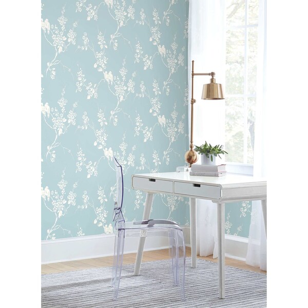 York Wallcoverings Imperial Blossoms Branch Blue Wallpaper - SS2593