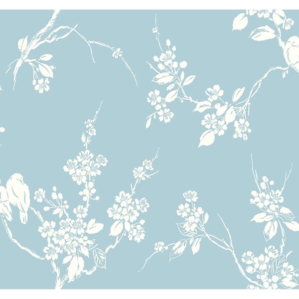 York Wallcoverings Imperial Blossoms Branch Blue Wallpaper - SS2593