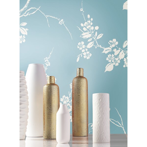 York Wallcoverings Imperial Blossoms Branch Blue Wallpaper - SS2593