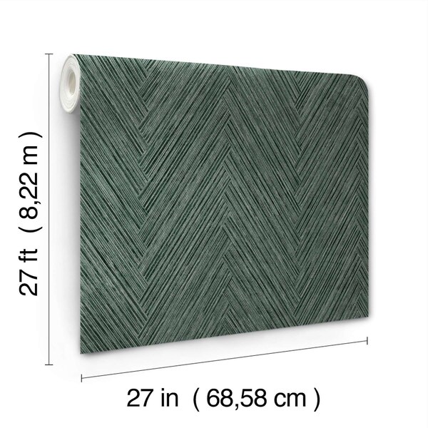 York Wallcoverings Thatched Chevron Bottle Green Wallpaper - FM1054