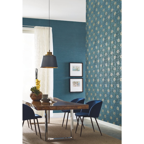 York Wallcoverings French Marigold Teal and Gold Wallpaper - AF6519