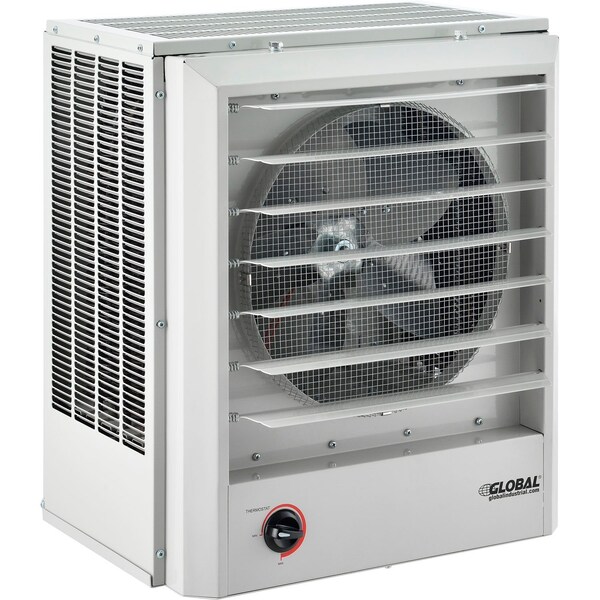 Global Industrial Fan Forced Downflow Heater Unit, Vertical or Horizontal, 3 Phase, 480V, 20kW, 21-7/16 in H, 19 in W - 246727