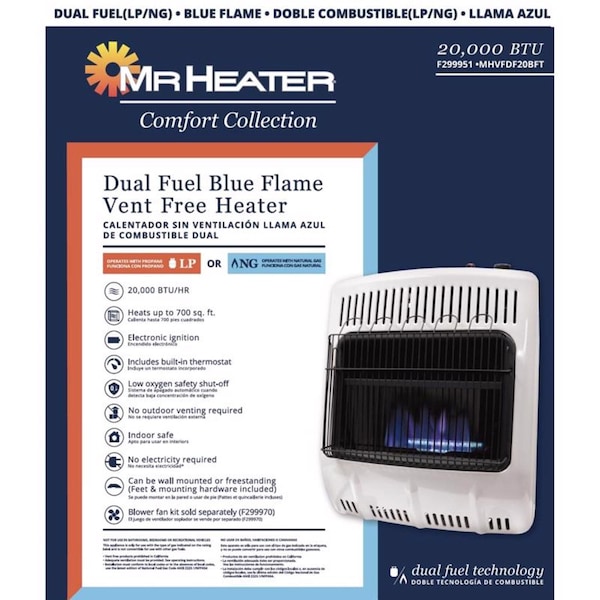 Mr. Heater Mr. Heater Comfort Collection 700 sq ft 20000 BTU Natural Gas/Propane Wall Heater - F299951
