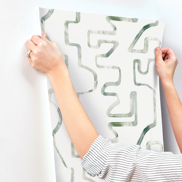 York Wallcoverings Abstract Aura Green and Grey Wallpaper Sample - AG2051SAM