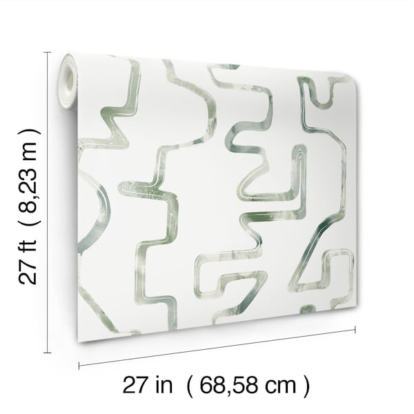 York Wallcoverings Abstract Aura Green and Grey Wallpaper Sample - AG2051SAM