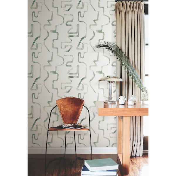 York Wallcoverings Abstract Aura Green and Grey Wallpaper Sample - AG2051SAM