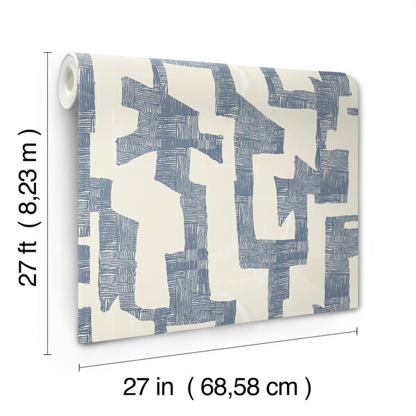 York Wallcoverings Modern Tribal Almond and Navy Wallpaper - AG2104