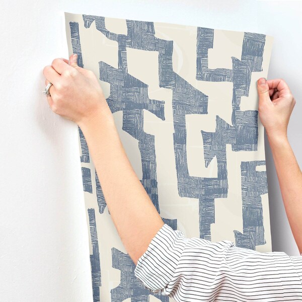 York Wallcoverings Modern Tribal Almond and Navy Wallpaper - AG2104
