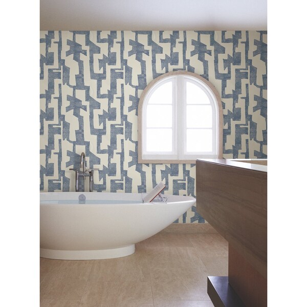 York Wallcoverings Modern Tribal Almond and Navy Wallpaper - AG2104