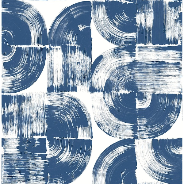 Manhattan Comfort Matoury Giulietta Blue Painterly Geometric 33 ft L X 205 in W Wallpaper - BR4014-26407