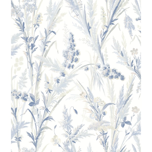Manhattan Comfort Gloucester Hillaire Navy Meadow 33 ft L X 205 in W Wallpaper - BR4072-70028