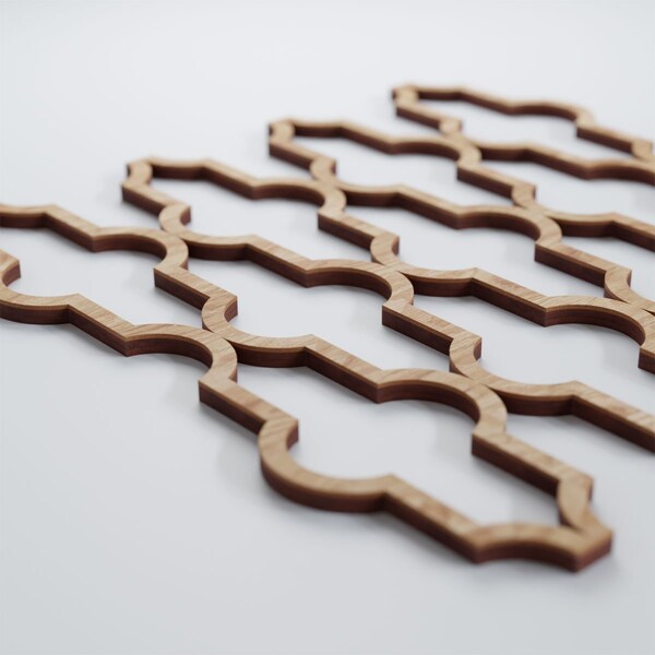 Ekena Millwork Small Casablanca Decorative Fretwork Wood Wall Panels, Red Oak, 11 3/8"W x 11 3/8"H x 3/8"T - WALW12X12X0375CSBRO