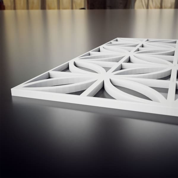 Ekena Millwork Extra Small Swansea Decorative Fretwork Wall Panels in Architectural PVC, 7 3/8"W x 7 3/8"H x 3/8"T - WALP08X08SWN