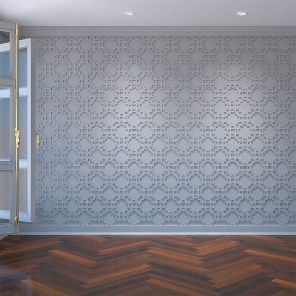 Ekena Millwork Extra Small Cordova Decorative Fretwork Wall Panels in Architectural PVC, 11 1/8"W x 7 3/8"H x 3/8"T - WALP08X08CRV